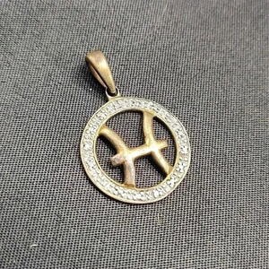 Gold Plated Sterling Silver Pisces Pendant with Diamonds